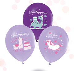 Латексні повітряні кульки 12" (30см.) "З днем народження тваринки" асорті ТМ "Твоя Забава" 50 шт