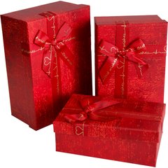 Подарункові коробки "Best wishes" темно-червоні (3 шт.)