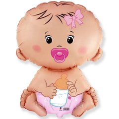 Фольгована кулька міні фігура "Малюк дівчинка" рожева Flexmetal 67×46см. (1 шт)