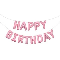 Кулька фольга КНР набір літер "Happy birthday" рожевий, в упаковці (13 літер, 40 см)