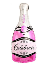 Фольгована кулька фігура Pinan "Пляшка шампанського" рожева 49х104 см. в уп. (1шт.)