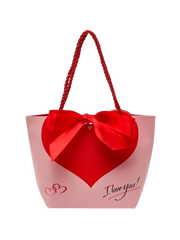 Подарунковий пакет з бантиком "I love you!" рожевого кольору XS (19,5х6,5х14см) 1 шт.