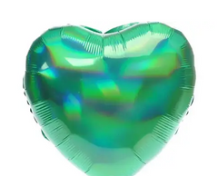 Фольгована кулька "Серце" зелена голограма 18"(45см) 1шт.