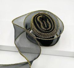 Стрічка органза хвиляста з люрексом чорна 4,3 см (8м)
