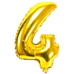Фольгована кулька цифра "4" золота Китай 32" (80 см) (під повітря) 1 шт