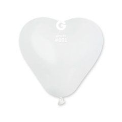 Латексна кулька Gemar біла (001) сердце пастель 6" (15см) 100шт