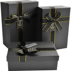 Подарункові коробки прямокутні "Wishes for you" чорні (3 шт.)