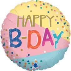 Фольгована кулька круг "Happy Birthday конфеті" кольорова Grabo 18"(45см) 1шт.