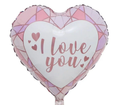 Фольгована кулька серце "I love you " рожева 18"(45см) 1шт.