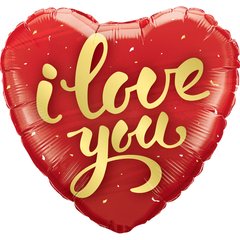 Фольгована куля 18’ Pinan на День закоханих, серце, I love you, червоний, 44 см