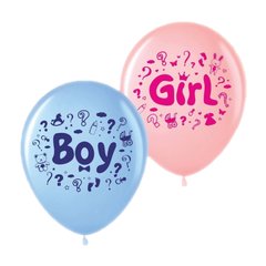 Латексні кулі 12'' (50 шт) KDI Малайзія пастель, для немовлят "Boy/Girl" (30 см)