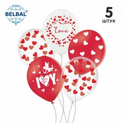 Набір кульок БЛ Belbal 12" (30 см) "Love, купідон" асорті (5 шт)