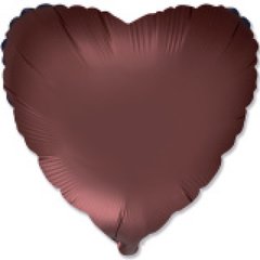 Фольгована кулька "Серце" коричнева (Rooibos) сатин Flexmetal 18"(45см) 1шт.