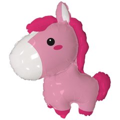 Фольгована кулька фігура "Конячка" рожева Flexmetal 87х72 см. (1шт.)