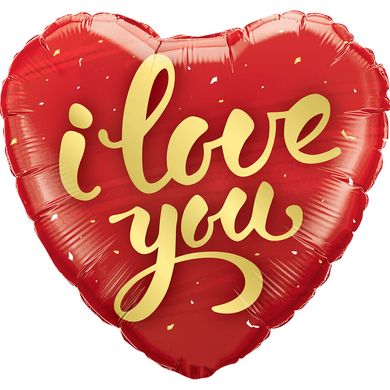 Фольгированный шар 18’ Pinan на День влюбленных, сердце, I love you, красный, 44 см