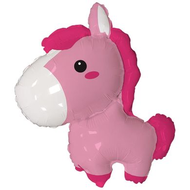 Фольгована кулька фігура "Конячка" рожева Flexmetal 87х72 см. (1шт.)