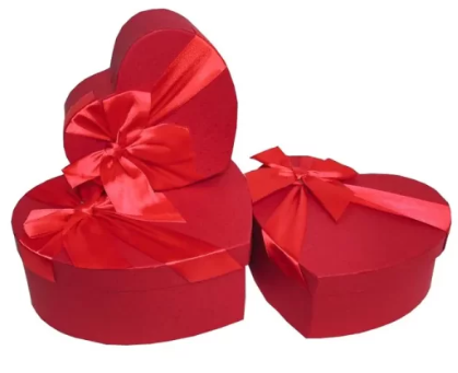 Подарункові коробки сердечка червоні (3 шт.)