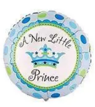 Фольгова кулька круг "A new little prince" блакитна 18" (45см) 1шт.