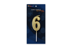 Свічка-цифра "6" шампань в уп. ТМ "funmi" (5.5 см.) 1шт.