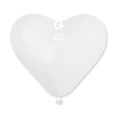 Латексна кулька Gemar біла (001) сердце пастель 10" (25см) 100шт