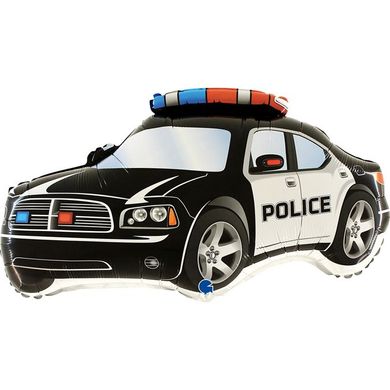 Фольгована кулька фігура "Поліцейська машина" чорна Grabo 71х38 см (1см).