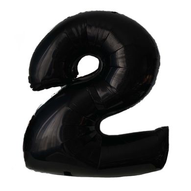 Фольгова кулька цифра "2" чорна металік 40"(100см) 1шт