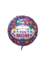 Фольгована кулька Pinan круг Love you mom" рожева 18"(45см) 1шт.