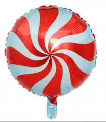 Фольгована кулька Pinan круг "Льодяник" червона 18"(45см) 1шт.