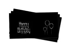 Паперовий конверт на гроші чорний "Happy Birthday з кульками" срібне тиснення 1шт.