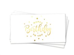 Паперовий конверт на гроші білий "Happy Birthday з зірочками" золоте тиснення 1шт.