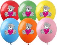 Латексні повітряні кульки 12" (30см.) "Тедді з сердечком" асорті ArtShow 100шт.