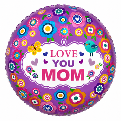Фольгована кулька Pinan круг Love you mom" рожева 18"(45см) 1шт.