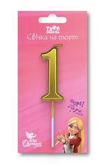 Свічка-цифра "1" золота в уп. Tara Duncan ТМ "Твоя Забава" (5.5 см.) 1шт.