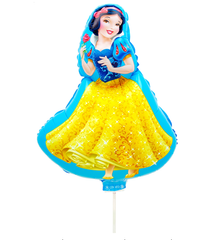 Фольгована кулька міні-фігура "Принцеса2" жовта (25см) 1шт.+паличка
