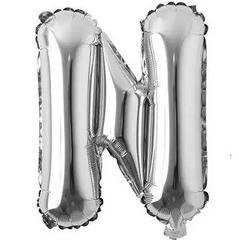 Фольгована кулька буква "N" срібна 16" (40 см) 1 шт