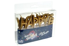 Свічки-букви "Happy Birthday" рожеве золото (13 букв) ТМ "Твоя забава" (3 см) 1 шт