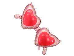 Фольгована кулька фігура "Окуляри серця" рожева PartyDeco 115х52см. (1шт.)