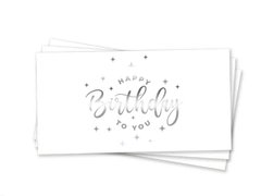 Паперовий конверт на гроші білий "Happy Birthday з зірочками" срібне тиснення 1шт.
