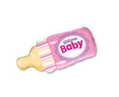 Фольгована кулька фігура "Welcome baby" рожева 68х36 см. в уп. (1шт.)