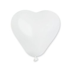 Латексна кулька Gemar біла (001) сердце пастель 17" (43см) 50шт