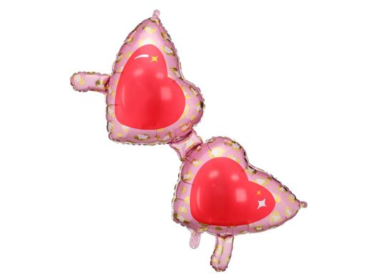 Фольгована кулька фігура "Окуляри серця" рожева PartyDeco 115х52см. (1шт.)