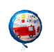 Фольгована кулька круг "Happy Birthday пожежна машина" голограма синя 18"(45см) 1 шт.