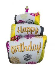 Фольгована кулька фігура Pinan "Торт Happy Birthday" різнокольорова 64х110 см. в уп. (1шт.)