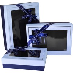 Подарункові коробки прямокутні з віконцем блакитньо-сині (3шт.)