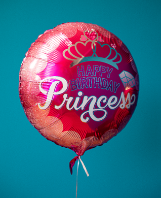 Фольгована кулька круг "Happy Birthday корона" рожева Anagram 18"(45см) 1шт.