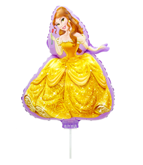 Фольгована кулька міні-фігура "Принцеса" жовта (25см) 1шт.+паличка