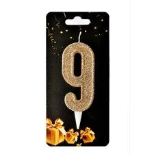 Свічка-цифра "9" золоте капучино (7,5 см) 1 шт