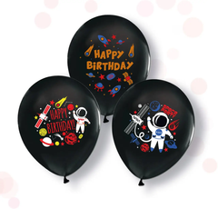 Повітряні кульки "Космічний Happy Birthday" асорті (50шт)