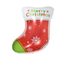 Фольгована кулька фігура Pinan "Різдвяний носок" червона 48х60 см. в уп. (1шт.)