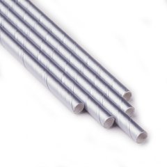 Паперові трубочки срібного кольору (200 мм.) 25 шт/уп